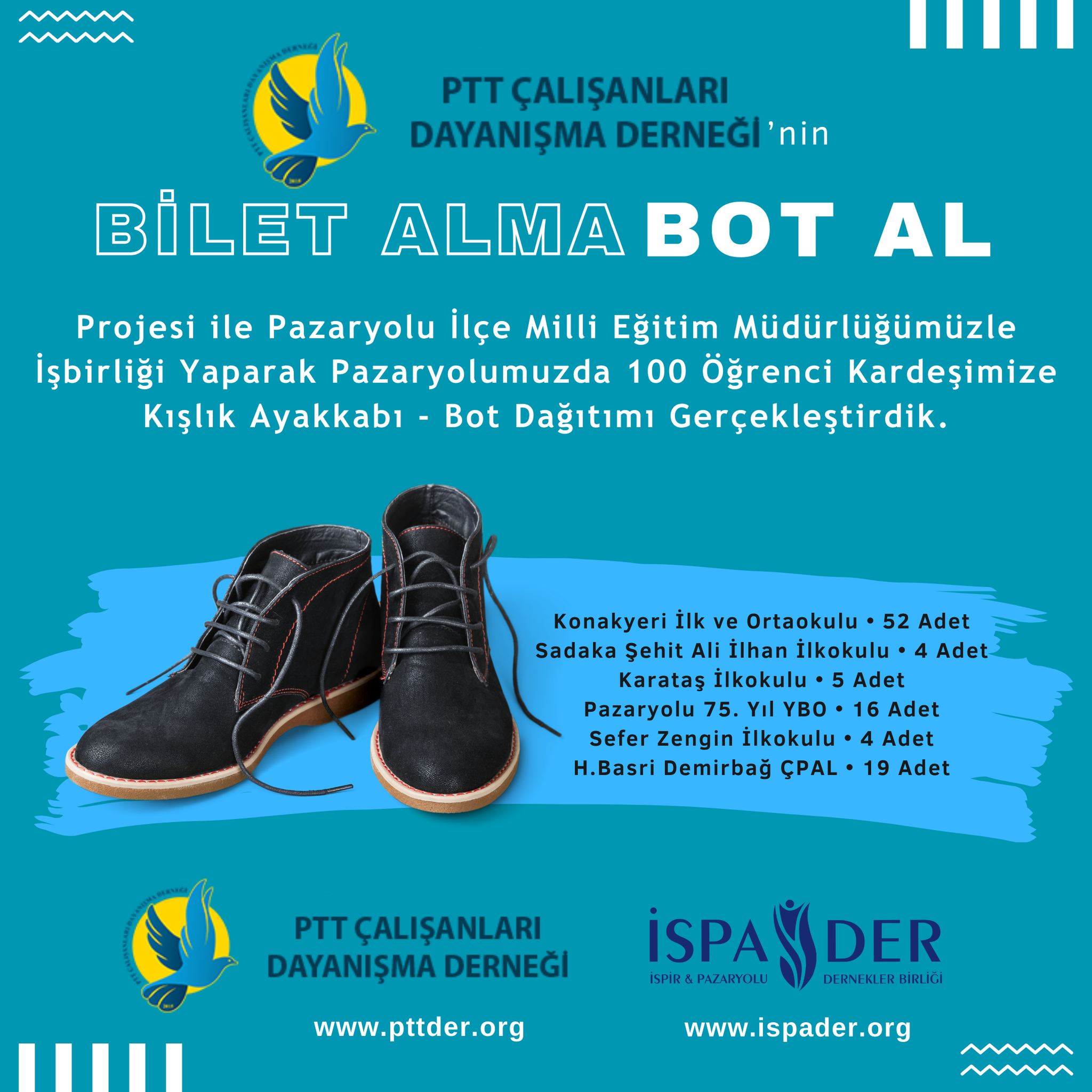 Pazaryolu'nda 100 Öğrencimize Bot Dağıtımı Gerçekleştirdik
