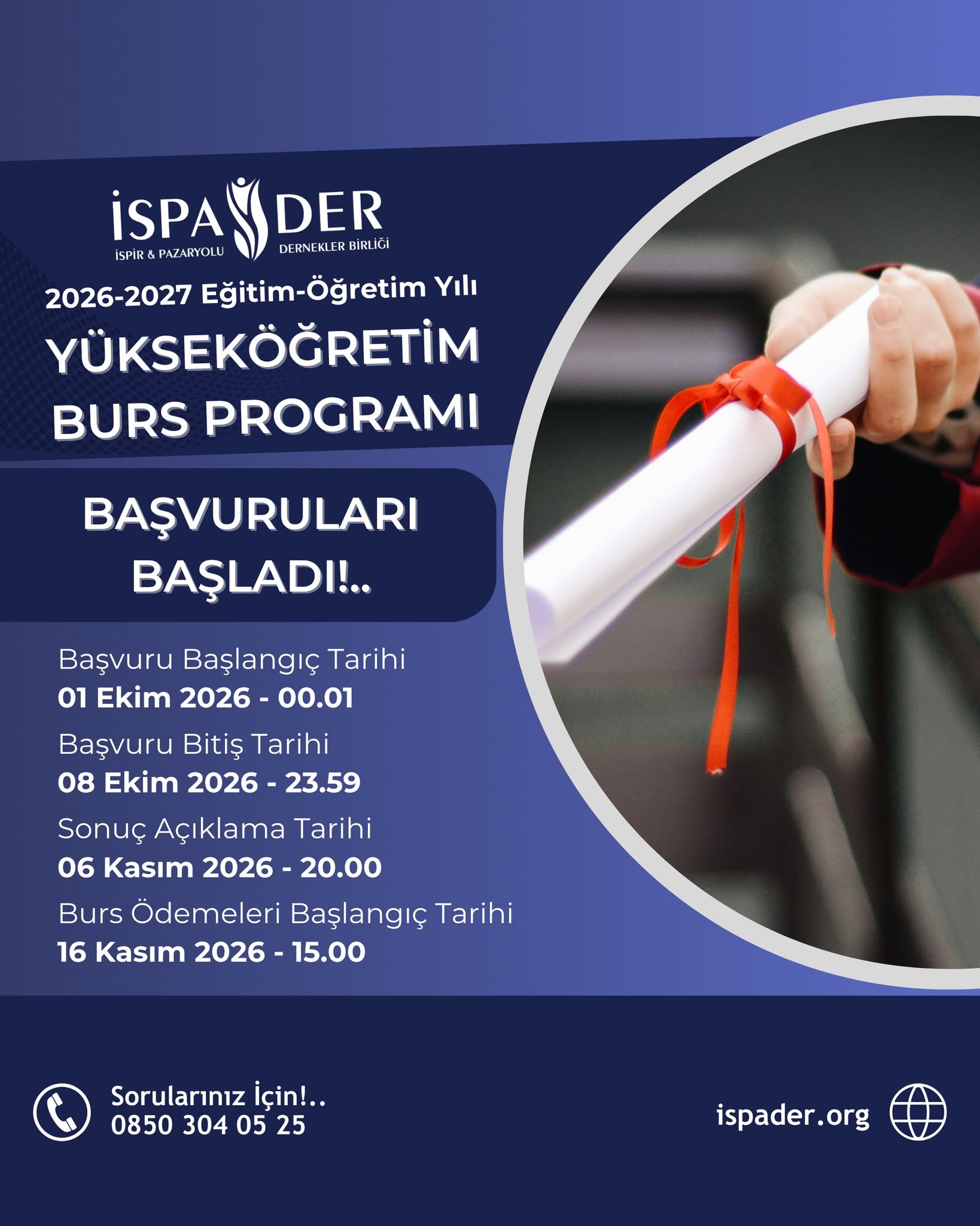 İSPADER  Eğitim Bursu Programı Başvuruları Başladı!..